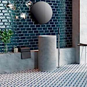 dark blue subway wall tiles