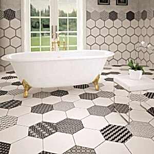 Black and White Hexagon Tile