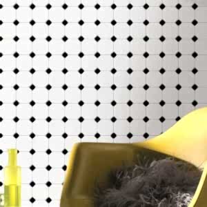 Octagon black and white mosaic tiles