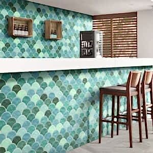 Scale Garden Green Scallop Shape Tiles
