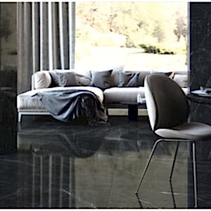 Tessino Gloss Black Marble Effect Tiles - Rectified, Porcelain