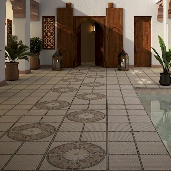 Trevi Decorative Outdoor Mosaic Tiles - Room Setting