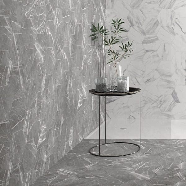 Dorset Grey Marble Hexagon Floor Tiles