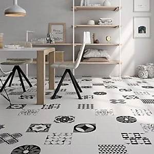 Vendome black and white patterned tiles