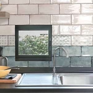 Vita Beige Brick Tiles as a kitchen feature wall