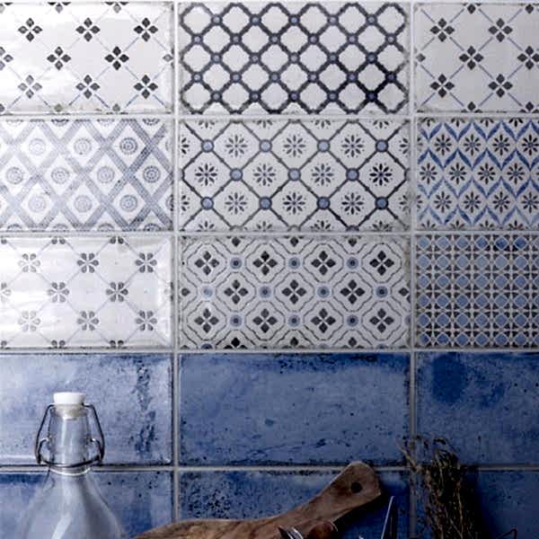Vita Blue and White Pattern Tiles - detail