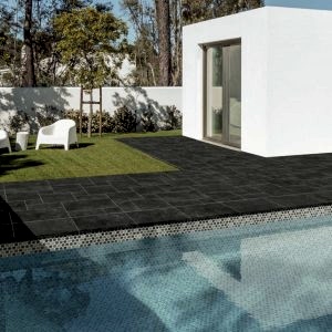 Brittany Black Stone Effect Modular Porcelain Floor Tiles