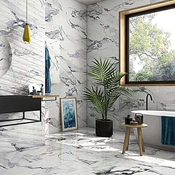 Valeria White and Grey Marble Tiles