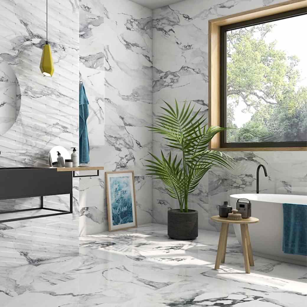 Valeria White and Grey Marble Tiles