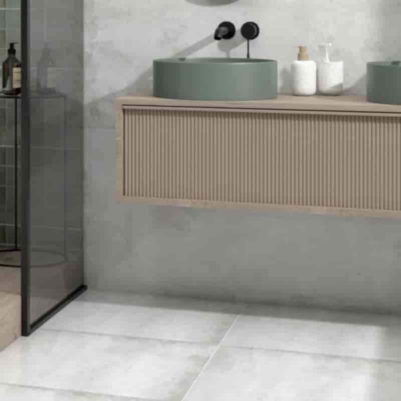 Alloy Porcelain Light Grey Matt Floor Tiles - Grey Large Tiles