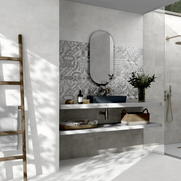 Alpha Matt White Porcelain Tiles - Room Setting