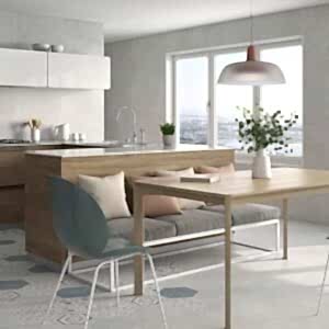 Alpha Pale Grey Rectangle Tiles - Room Setting