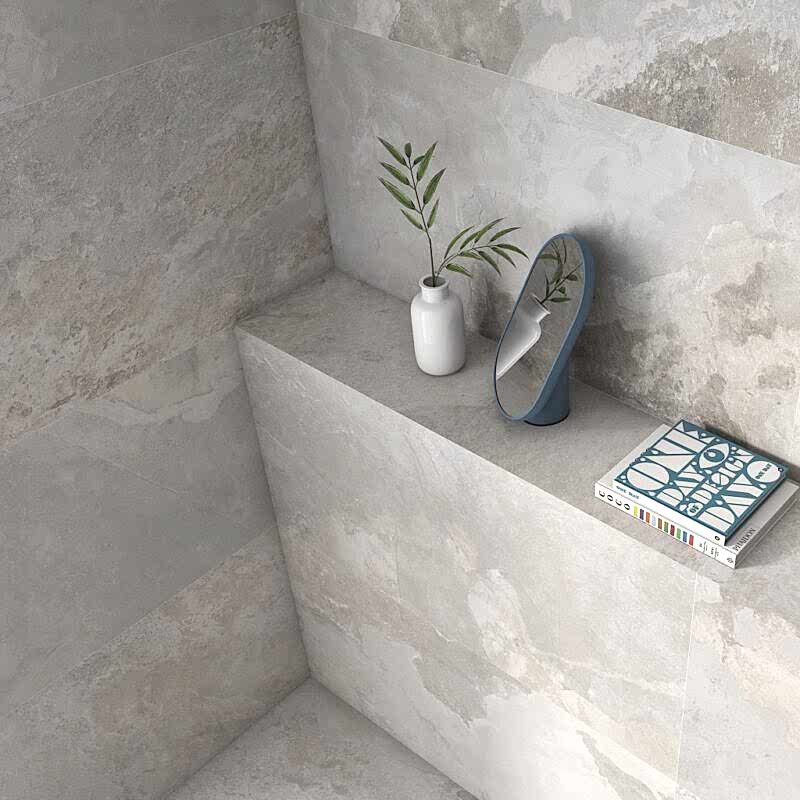 Borba White Slate Effect Tiles - Matt White Tiles