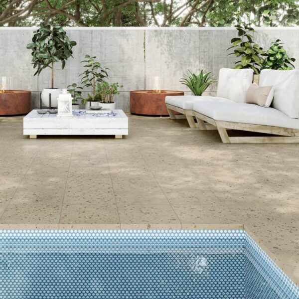 Carnival Beige Terrazzo Outdoor Tile - Room Setting 1