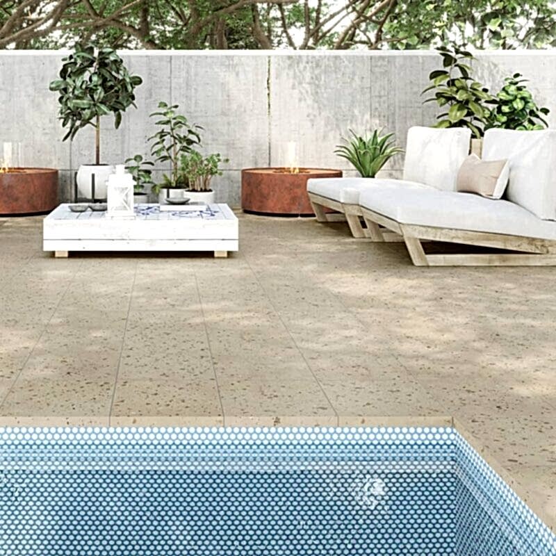 Carnival Beige Terrazzo Outdoor Tile - Room Setting 1