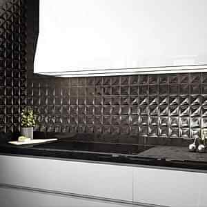 Delta Anthracite 3 Dimensional Tiles - Room Setting
