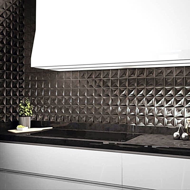 Delta Anthracite 3 Dimensional Tiles - Room Setting