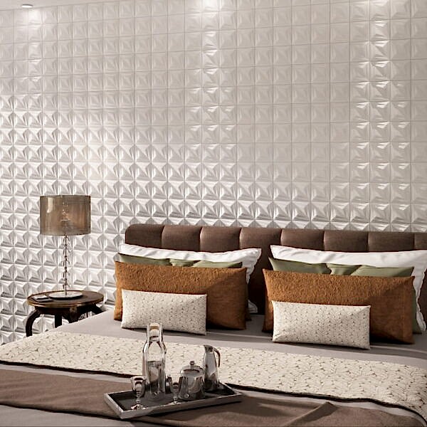 Delta White Triangle Tiles - Room Setting