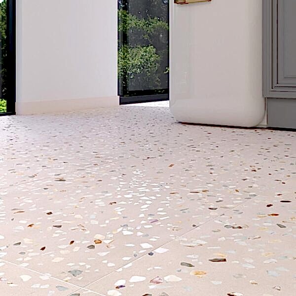 Doria Beige Terrazzo Porcelain Tile - Rectified - Room Setting