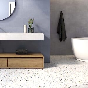 Doria Multi Blue Terrazzo Tiles - Rectified - Room Setting