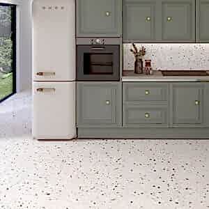 Doria White Terrazzo Floor Tiles - Rectified