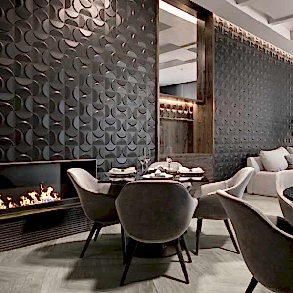 Eclipse Black Avant Garden Tiles - Room Setting