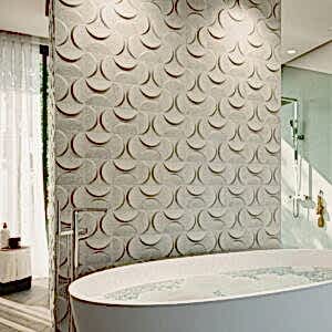 Eclipse Zinc Metal Effect Tiles - Room Setting