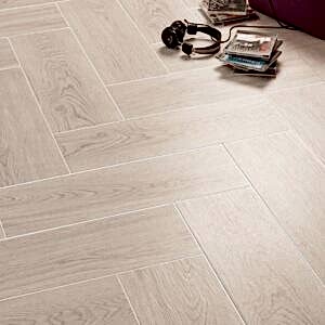 Fronda Grey Wood Effect Herringbone Tiles
