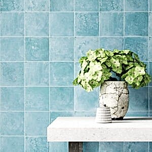 Zellige Moroccan Style Tiles in Green - Room Setting