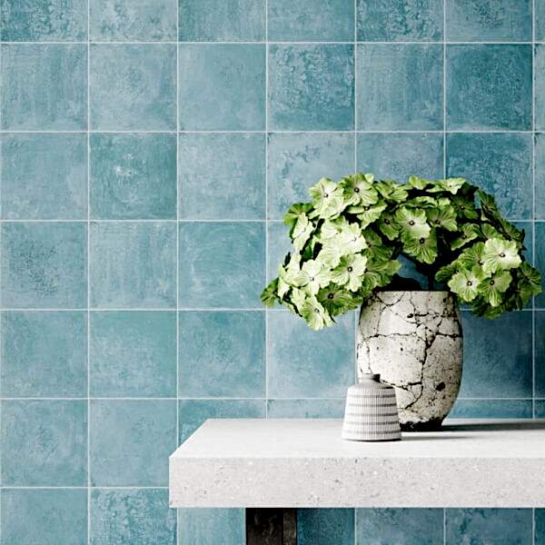 Zellige Moroccan Style Tiles in Green - Room Setting