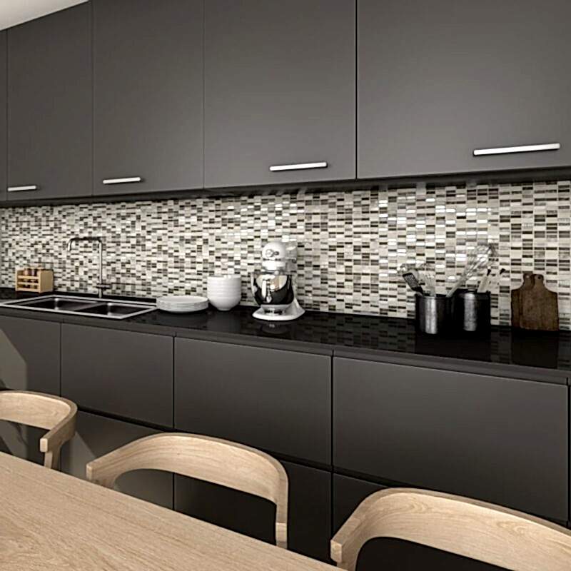 Safari Leopard Brown and Cream Mosaic Tiles - Room Setting