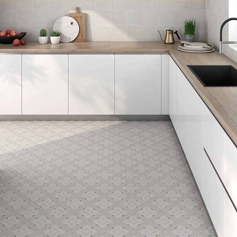 Kilburn Grey and White Patterned Tiles