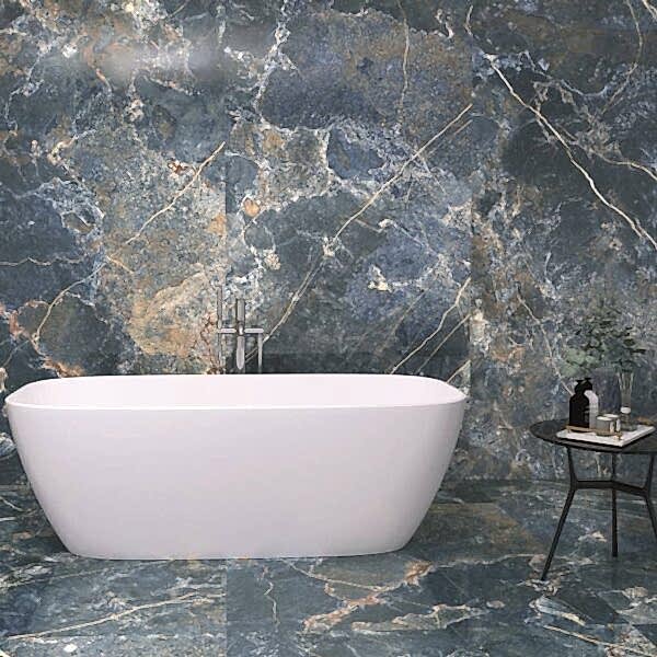Icaro Marble Effect Blue Porcelain Tiles