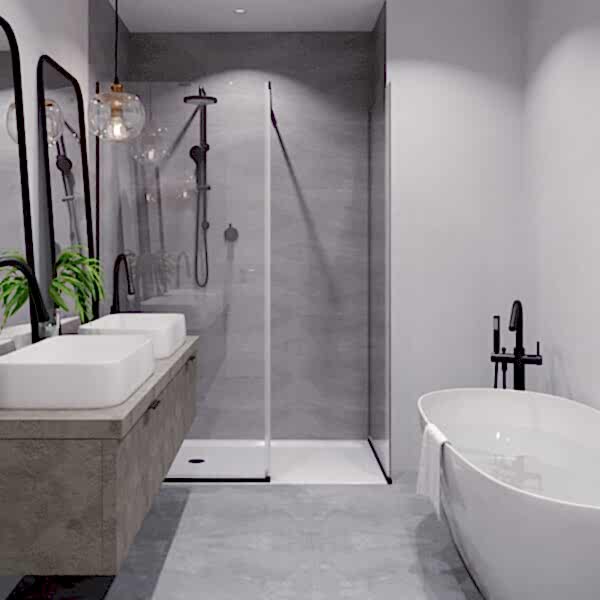 Adonis Steel Slate Effect Floor Tiles – Matt, Porcelain, Rectified - Room Setting