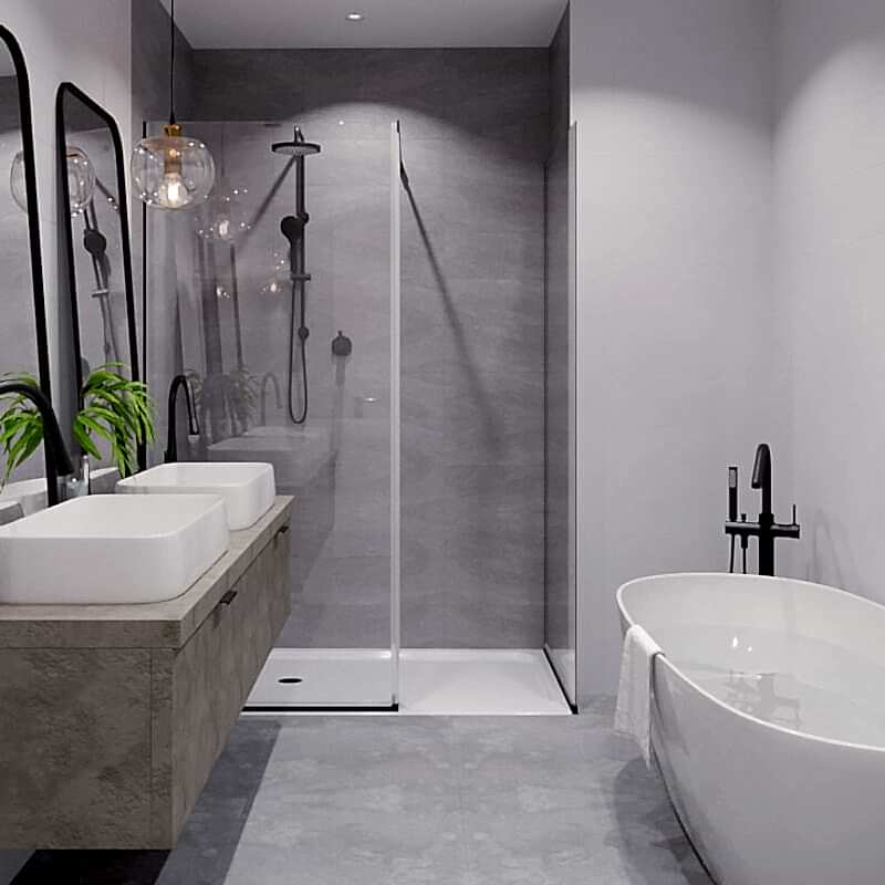 Adonis Steel Slate Effect Floor Tiles – Matt, Porcelain, Rectified - Room Setting