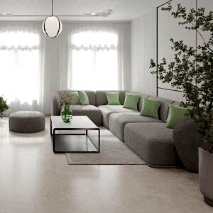 Jude Grey Concrete Porcelain Tiles – Matt, Rectified - Room Setting