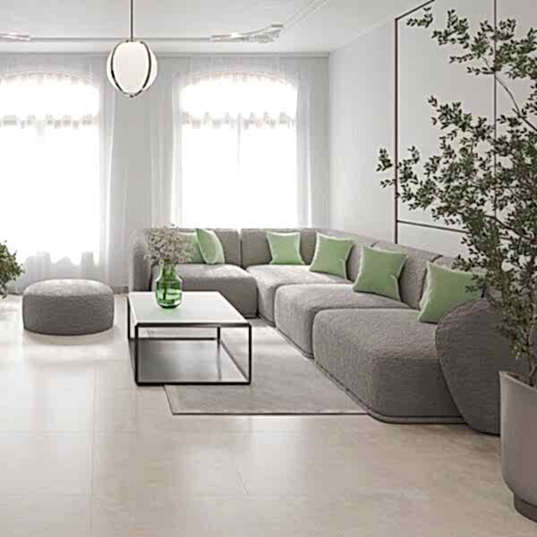 Jude Grey Concrete Porcelain Tiles – Matt, Rectified - Room Setting