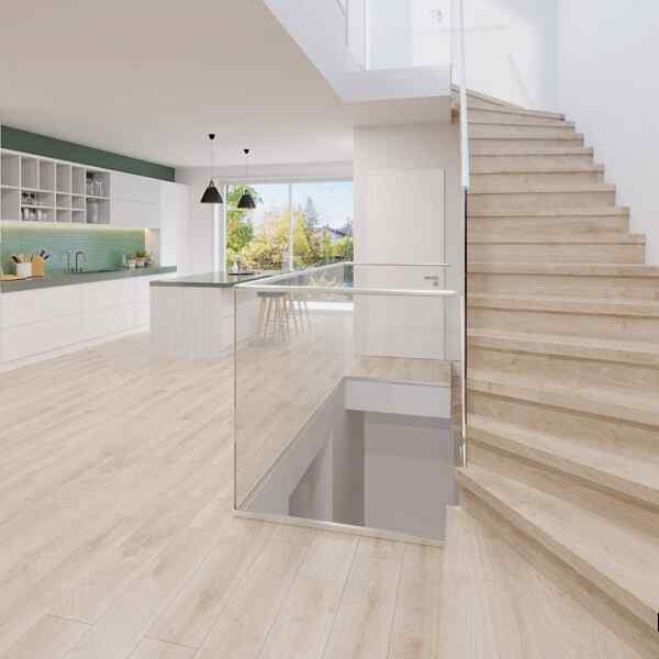 Latina Natural Wood Look Tiles – Matt, Porcelain, Rectified - Room Setting