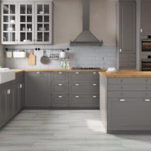 Mountain Grey Wood Effect Floor Tiles - Room Setting