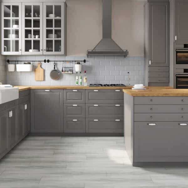 Mountain Grey Wood Effect Floor Tiles - Room Setting