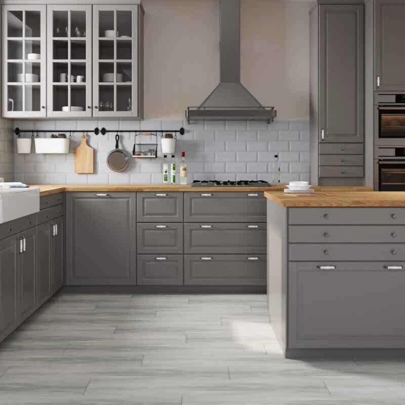 Mountain Grey Wood Effect Floor Tiles - Room Setting