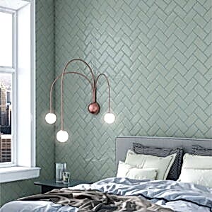Bevelled Mini Light Grey Metro Tiles - Room Setting