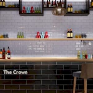 Bevelled Mini Metro Grey Wall Tiles - Gloss - Room Setting
