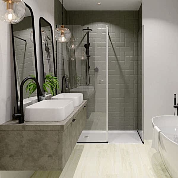 Mini Metro Bevelled Tiles - Smoke Grey, Gloss