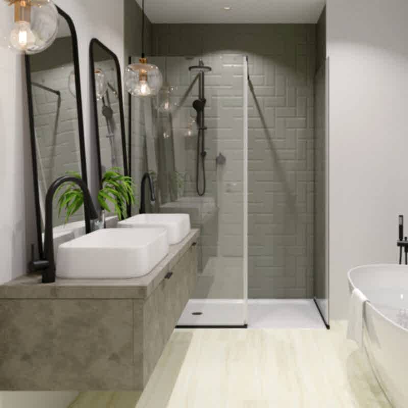 Mini Metro Bevelled Tiles - Smoke Grey, Gloss