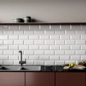 Bevelled Mini White Gloss Metro Tiles - Room Setting