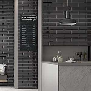 Classic Black Bevelled Tiles - Gloss - Room Setting