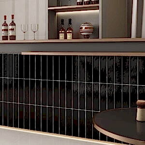 Linear Tiles - Black, Gloss - Room Setting