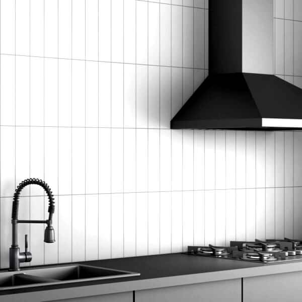 Linear White Tiles - Matt - Room Setting