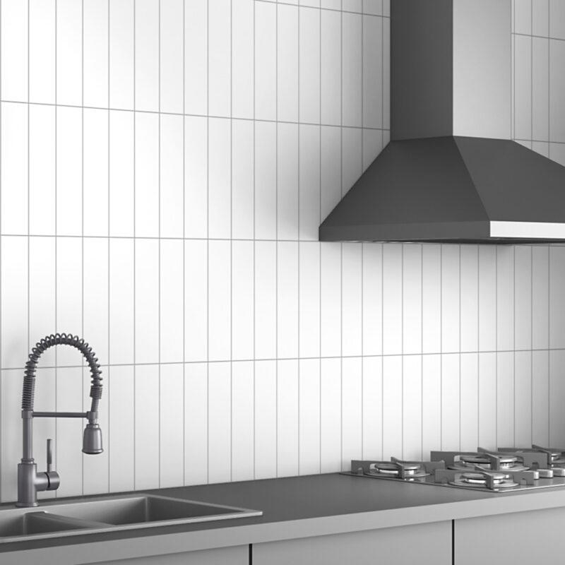 Linear White Tiles - Matt - Room Setting